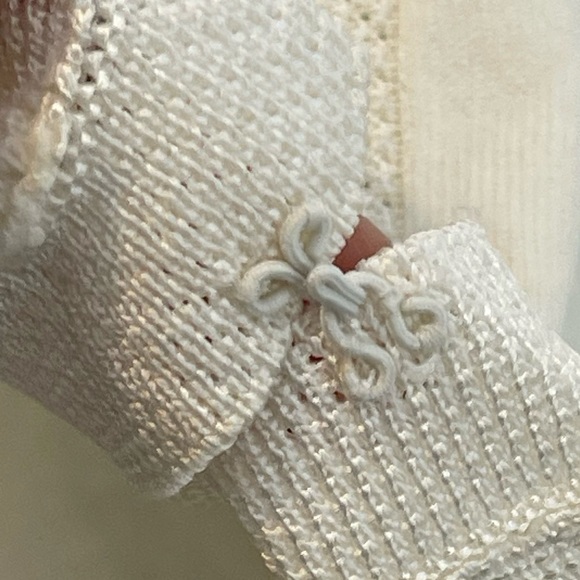 Talbots VTG Long Sleeve Lightweight Cardigan Size L Textured Knit Trim Ivory - Picture 11 of 11
